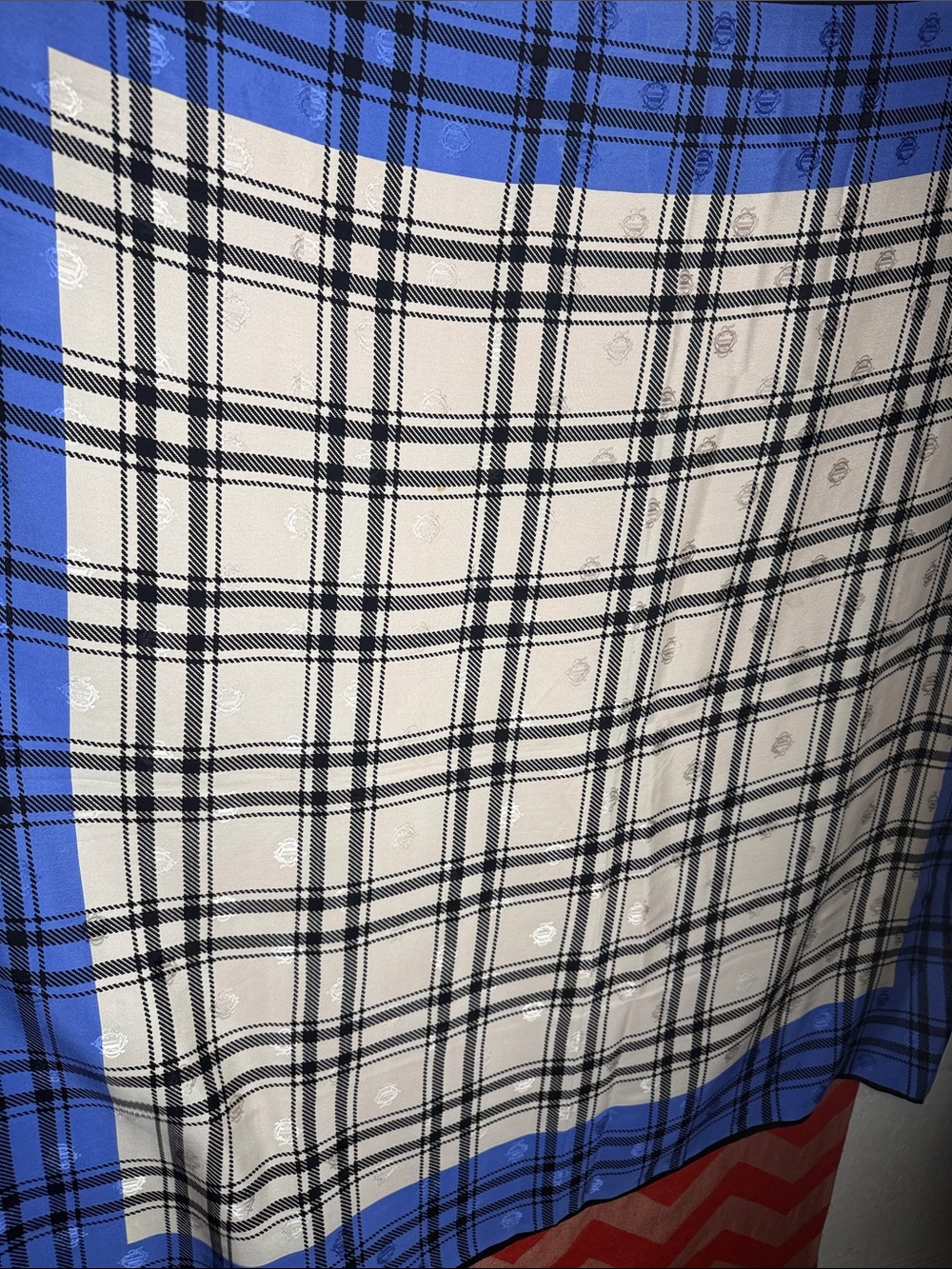 Blue and White Plaid Scarf with Black Grid dior bag included - Picture 3 of 6